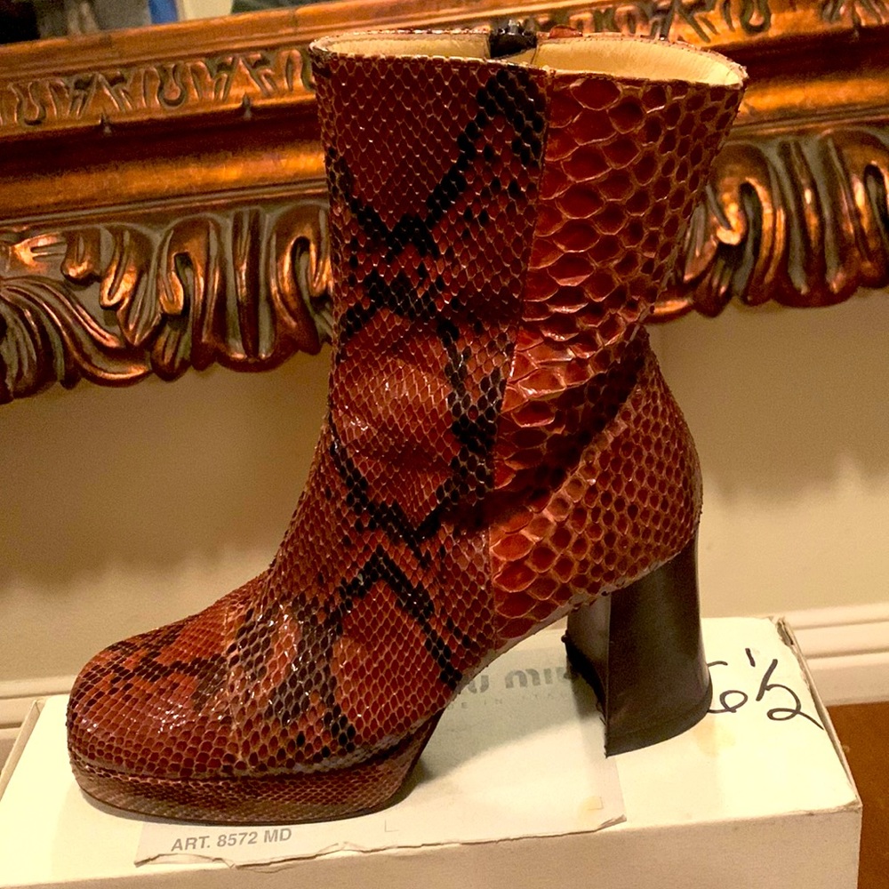 Miu Miu Authentic Snakeskin Platform Boots size 36.5